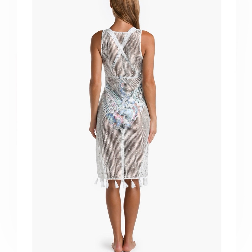 White Shine Open Stitch Cover-Up Dress – Size S, Brand New Summer Vibes